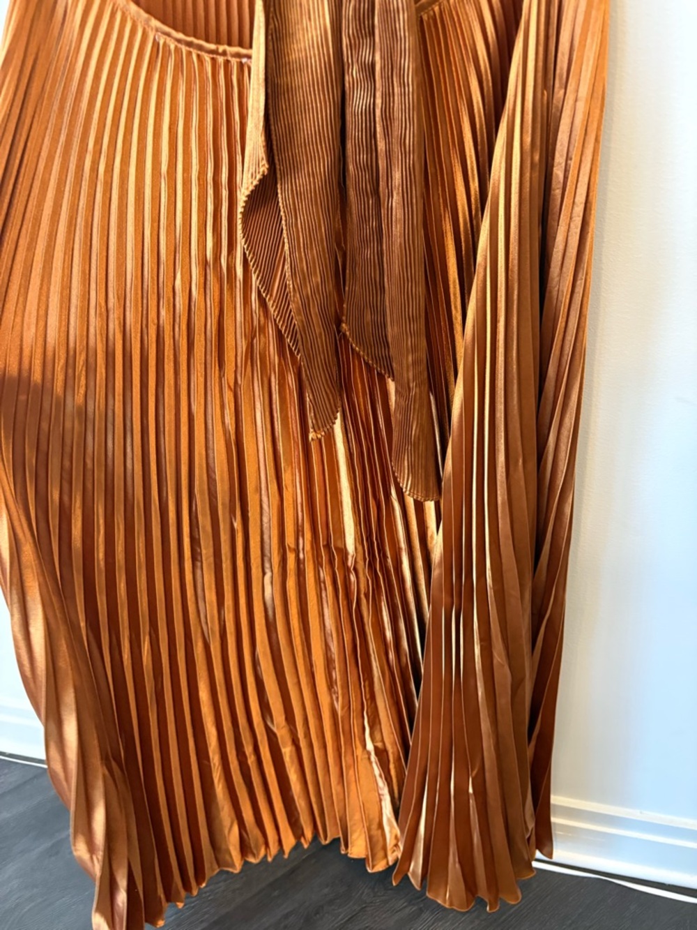 Baltic Born Sandra Pleated Metallic Copper Maxi Dress ALC STYLE Medium NWT - Picture 6 of 8